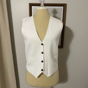 Zara White Vest with Black Buttons